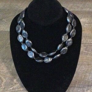 Chic Black and Silver Oval Bead Lightweight Necklace